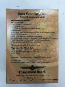 Thunderbird Ranch Boot Scootin Chili Mix Back Label